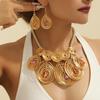 Fashion Luxury Crystal Bead Aluminum Wire Hand Woven Statement Necklace Earrings Jewelry Set For Women Party Dress Accessories