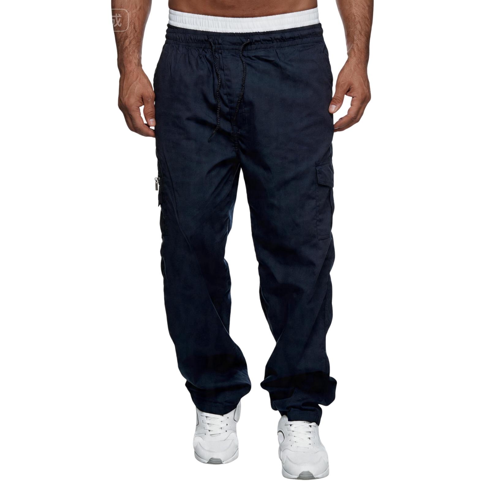 

Men s Multi-pocket Wide-leg Work Pants / Outdoor Pants / Fitness Pants XXXL Темно-синій