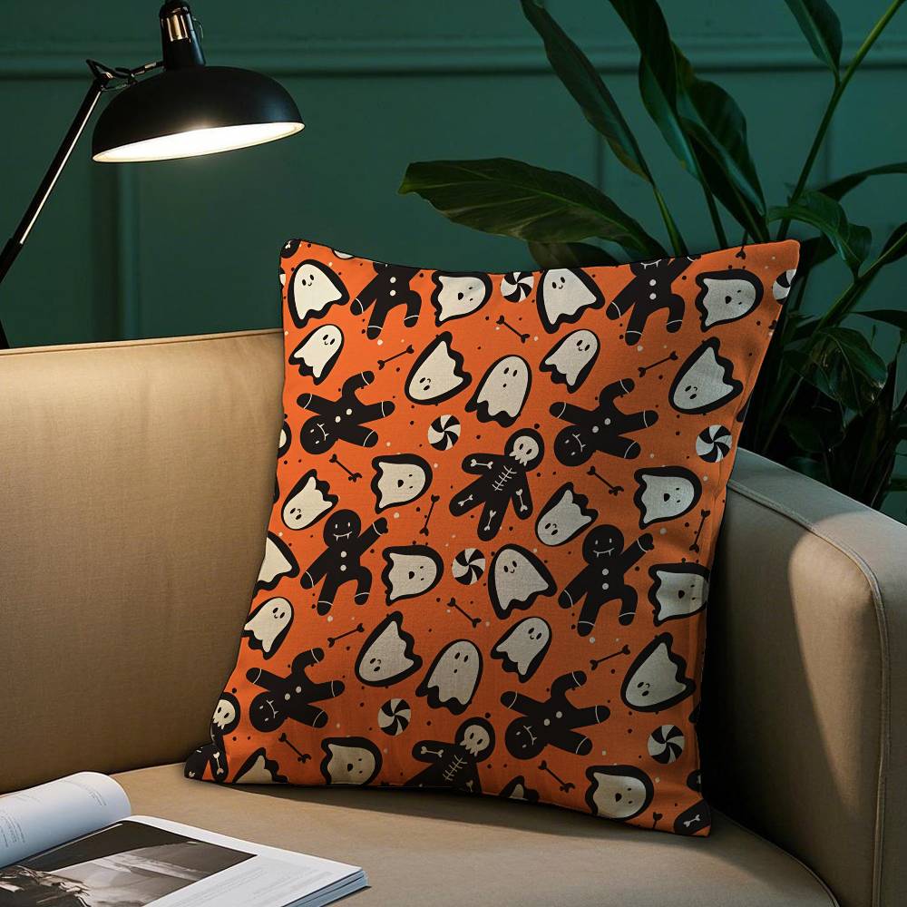 Halloween Ghost Cute Pillow Case Plush Fabric Soft Pillowcase Double Sided Print Sofa Cushion Cover Throw