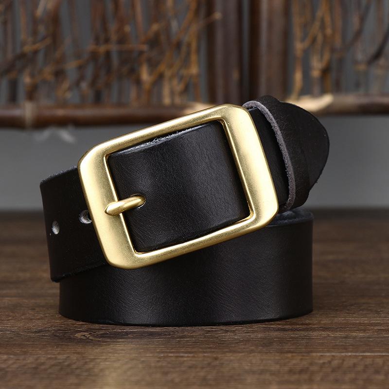 3.8CM Italian Vintage Top Grain Cowhide Pin Buckle Belt - Men's Genuine Leather Casual Waist Accessory