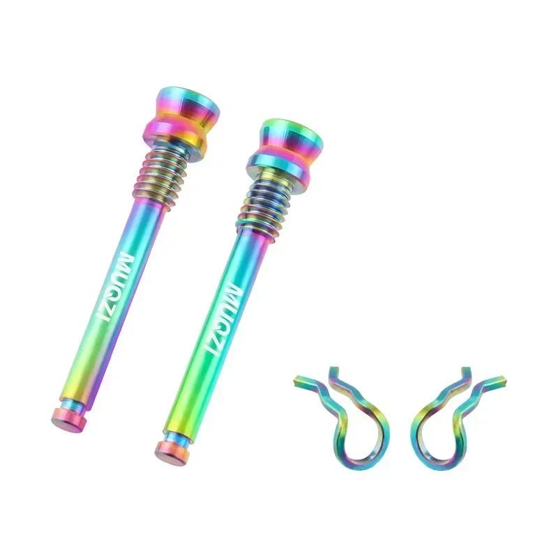 2pcs Titanium Bolts Bicycle Disc Brakes Caliper Lightweight Mounting Screws Road MTB Disc Brake Pad Bolts with Fixing Clip