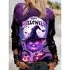 Halloween Damen Sweatshirt Designer Rundhals Langarm Locker Lässig Herbst Farbverlauf Spinnennetz Lustiges Muster Druck Oberteile