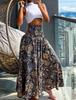 2024 Retro Floral Print Waist-Cinching Wide-Leg Pants for European and American Women