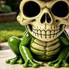 Halloween Skull Frog Figurine, Small Resin Frog Sculpture, Collectable Spooky Frog Ornament for Home Office Table Shelf Decor
