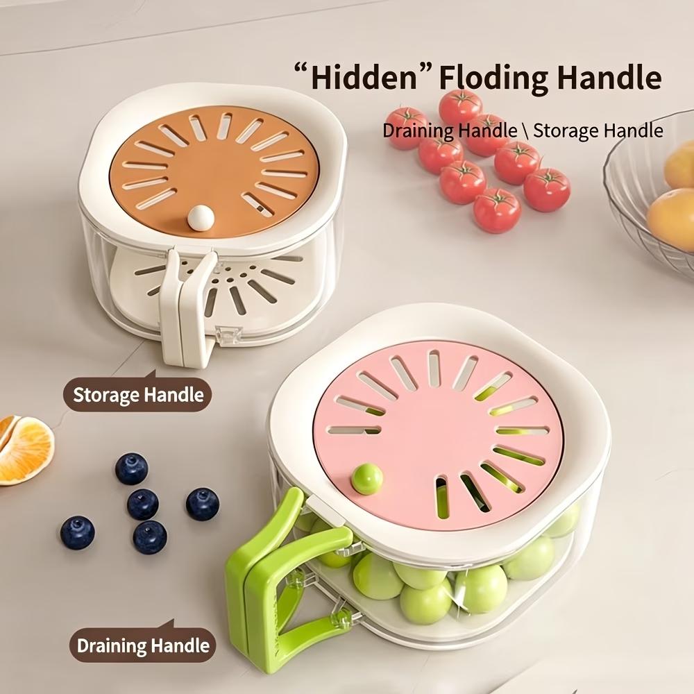 Multifunctional Kitchen Drain Basket With Lid And Handle Fruit Vegetable Washing Colander Food Storage Container Portable Kitchen Organizer