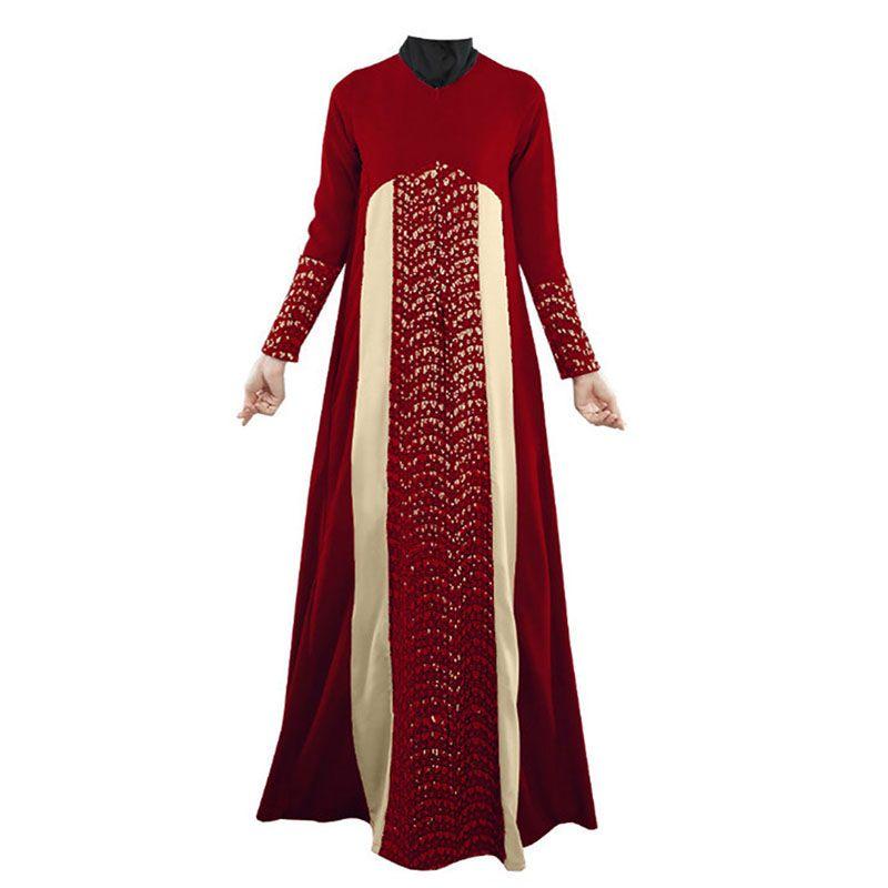 Vintage Muslim Kaftan Abaya Dress With Long Sleeves For Women