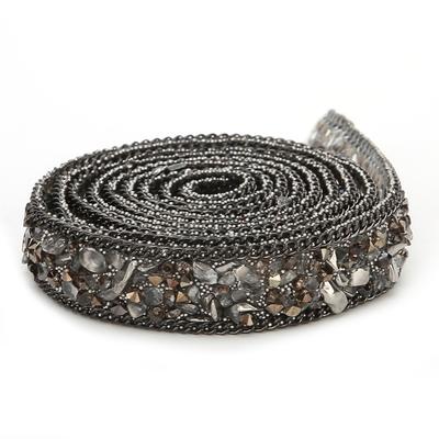 1pcs 1 Yard Rhinestone Chain 0.6 Inch Beaded Trim Shiny Rhinestone Ribbon  For DIY Crafts