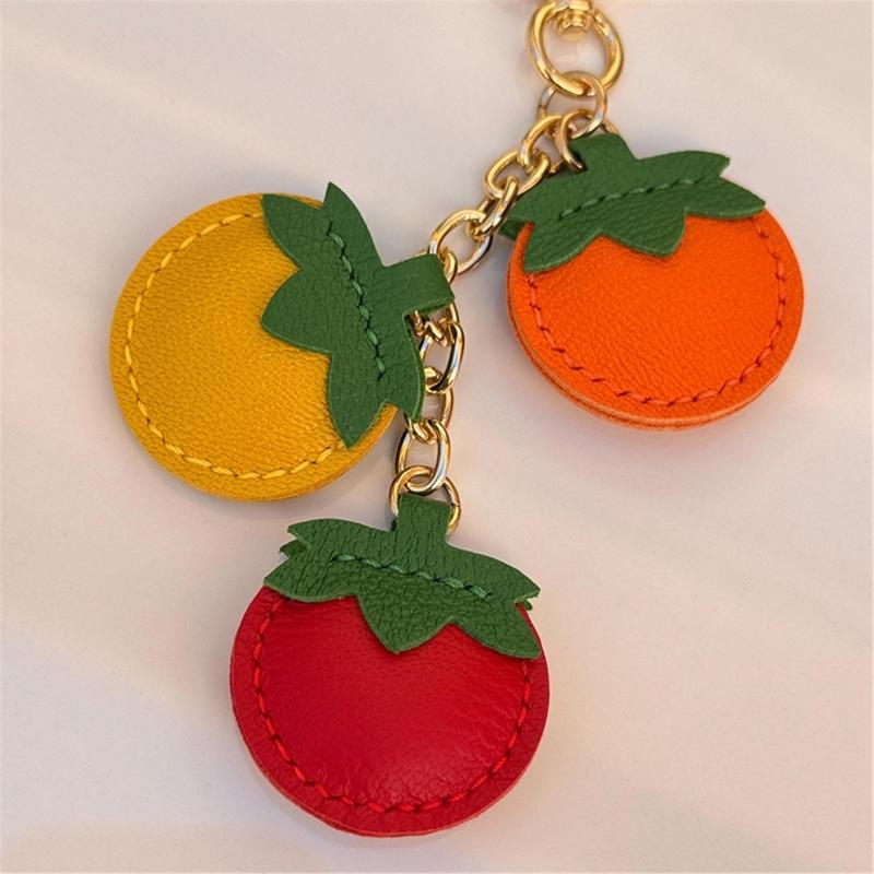 Vibranting PU Tomato Keychain Portable Accessory for Keys Bags Or Car Decoration