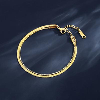 Roestvrij Staal Verguld Platte Slang Ketting Armbanden Bangles Voor Vrouwen Visgraat Ketting Accessoires Sieraden Cadeau
