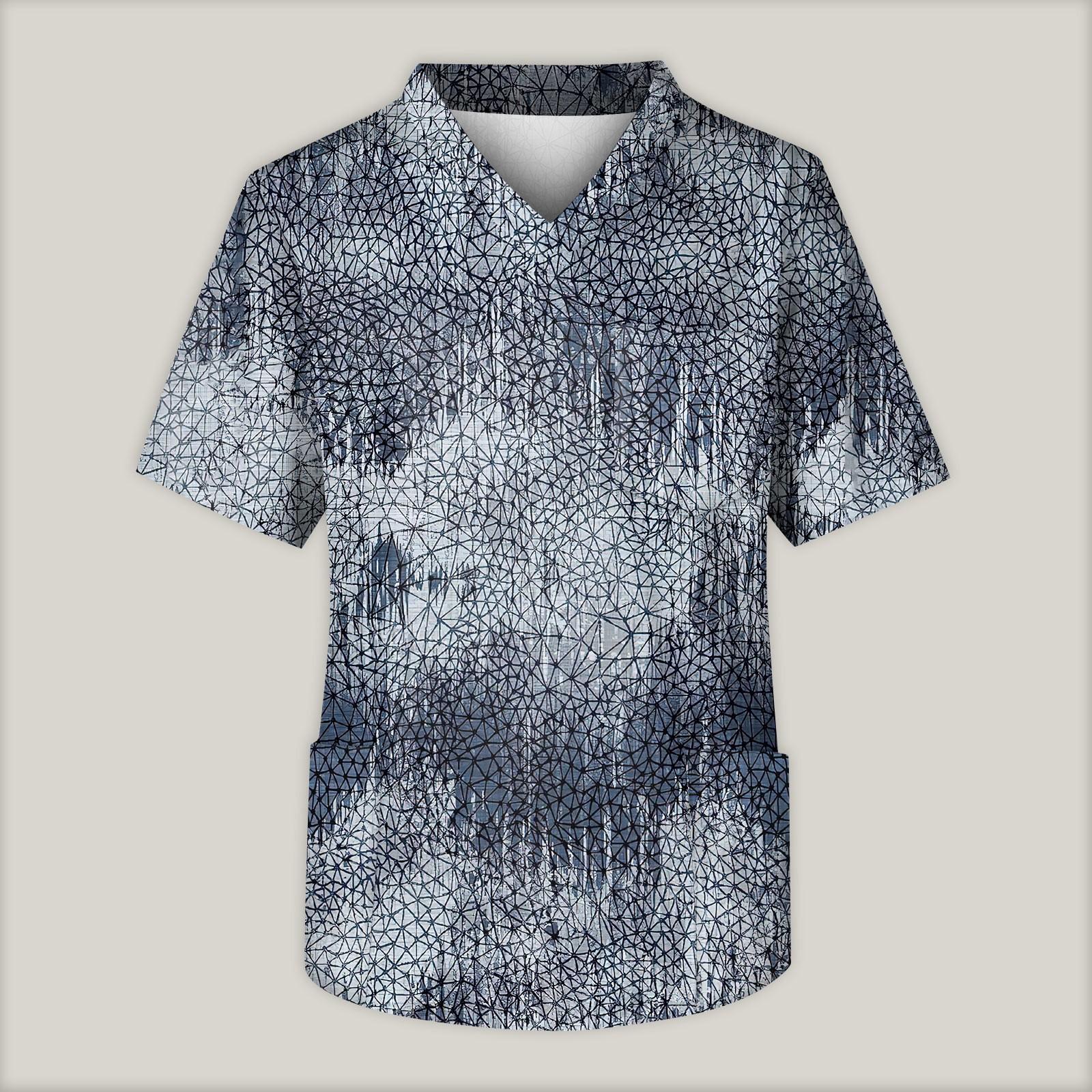 

Мужская рабочая блузка с короткими рукавами и v-образным вырезом с принтом, топ с нагрудным карманом XXXXXL циан