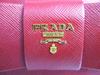 Authentic PRADA Red Saffiano Leather Ribbon Motif Round Zip Long Wallet #a334  Refurbished