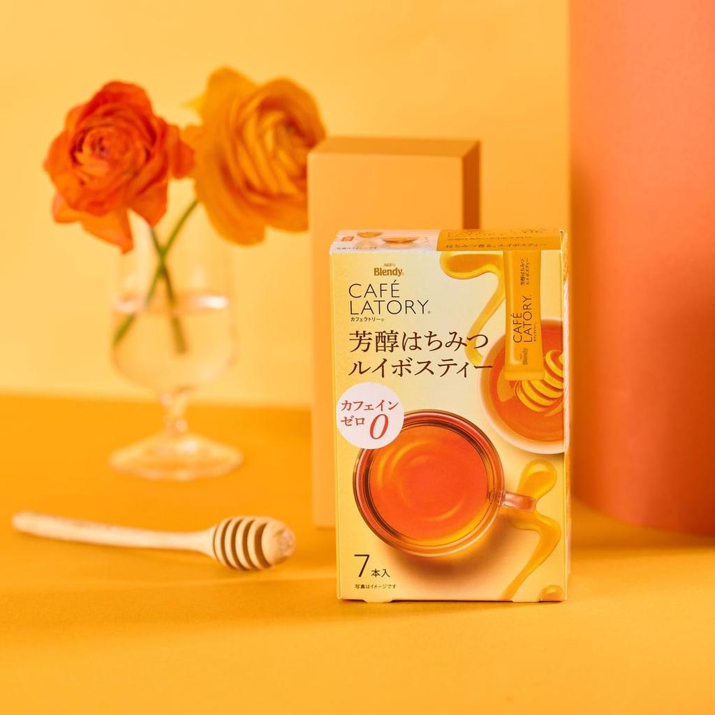AGF Blendy Cafe Latory Sticks, Rich Honey Rooibos Tea, 7 Sticks X 6 Boxes [Honey Black Tea] [Black Tea Sticks] [Caffeine-Free]