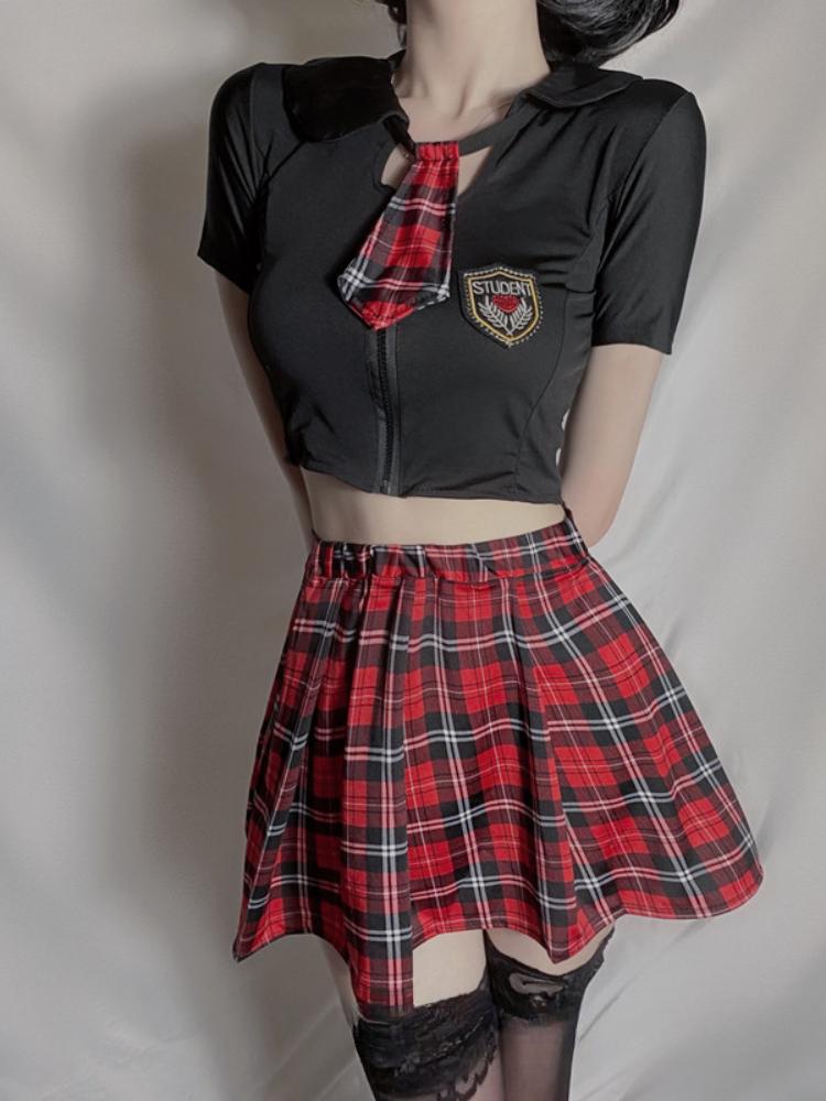 Lingerie Sexy Female Tight Fitting Jumpsuit Patent Leather Uniform Zippered Open Anal Bodysuits Black Erotic Outfit Slim