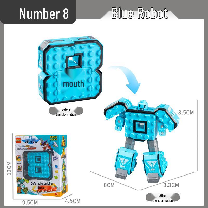 Number Transforming Robot Toy Set for Kids: 0-9 Educational Assembly for Elementary Students