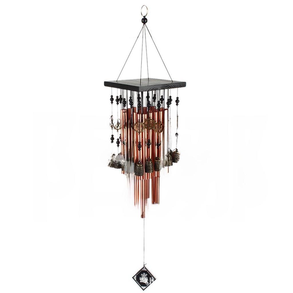 Massivt trä och metall multirör vindspel - Brons och röd koppar utomhus balkongdekor