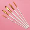 JOWOART 5 Pcs Set White Short Birch Rod Hazelnut Shape Head Nylon Hair Acrylic Paint Brush Watercolor Art Pigment Oil Painting Brush