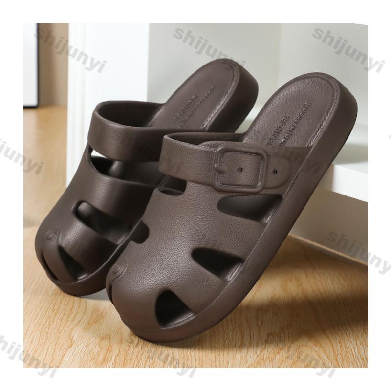 Fashion Beach Men's 2025 Summer New Fashion Comfortable Soft Sole Home Slippers Men's Baotou Slip On Outdoor Casual Flat Half Sandals
