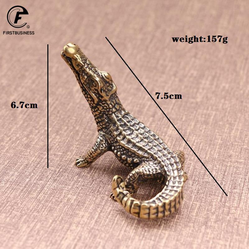 

Antique Copper Crocodile Statue Office Desktop Toy Decorations Crafts Ornaments Pure Brass Animal Figurines Feng Shui Decors