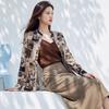 Women's Golden Chrysanthemum Print Silk Blend Cardigan