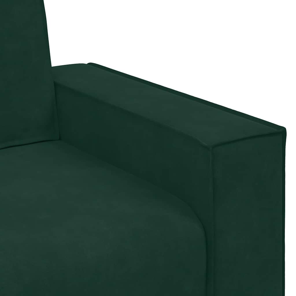 3 Piece Sofa Set with Cushions Dark Green Velvet