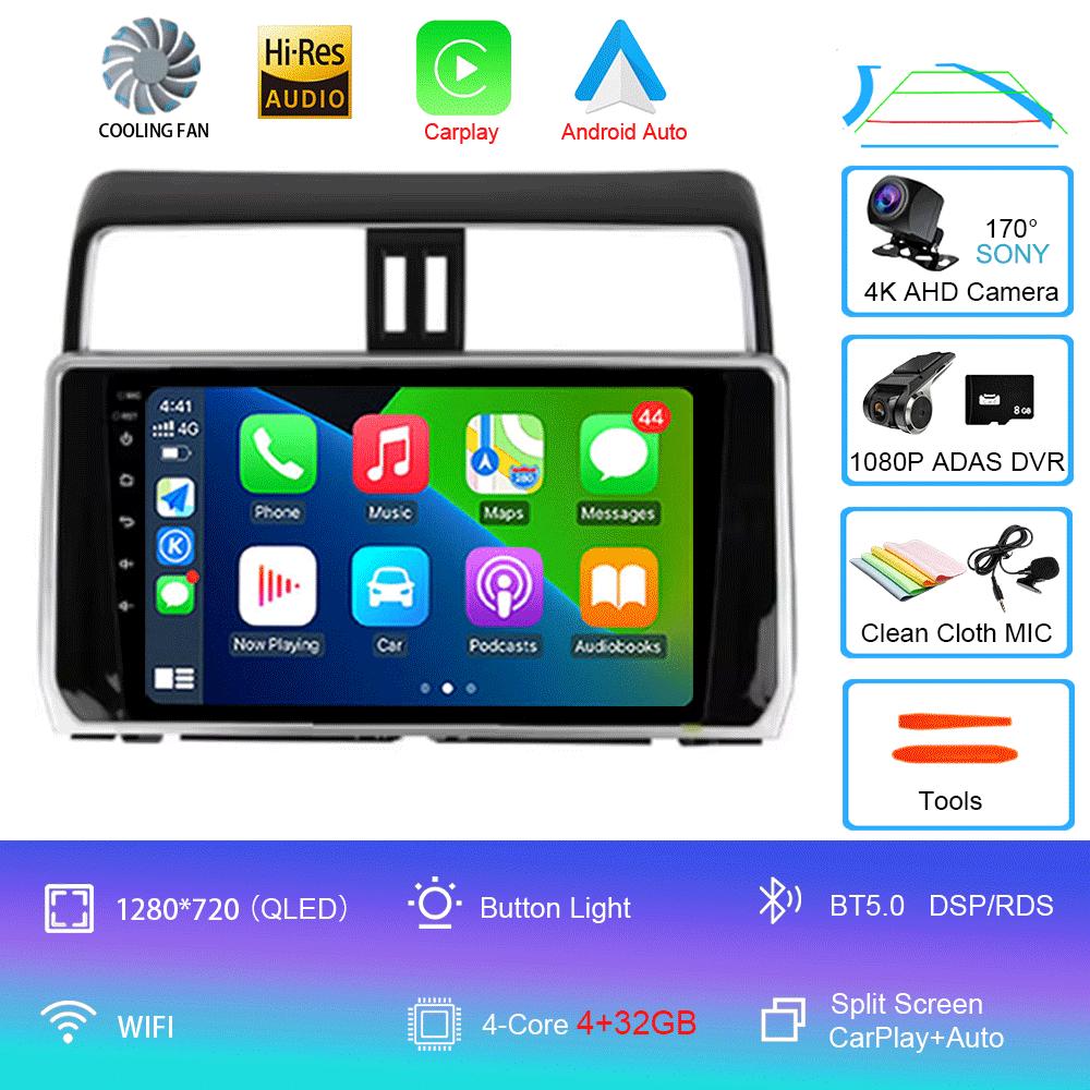 For Toyota Land Cruiser Prado 150 2018 2019 - 2025 Carplay 360 Camera Auto Android 14Car Radio Multimedia Player GPS Stereo Wifi