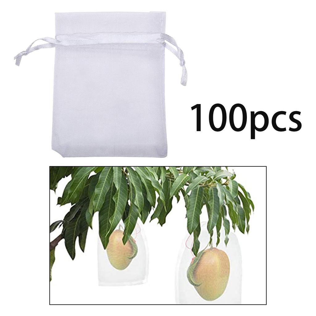 100er Pack Obstnetzsäcke 10x15 cm Obstschutz-Netzsäcke Klein für Erdbeeren Beeren Mangos Tomaten Äpfel