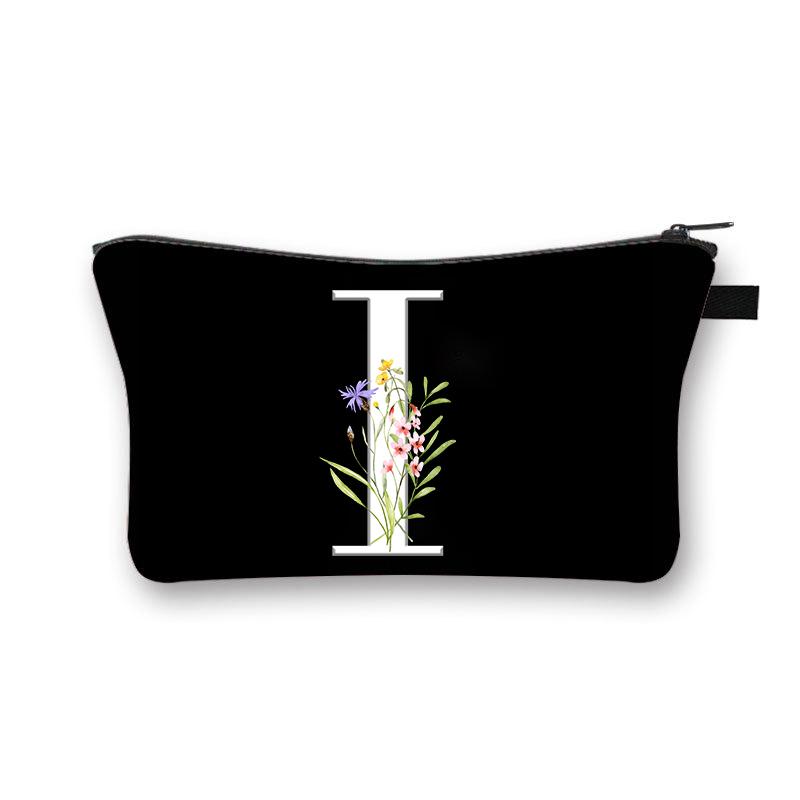 Wild Flower Alphabet Letter A-Z Makeup Bag Canvas Pouch Cosmetic Case Teacher Gift Purse