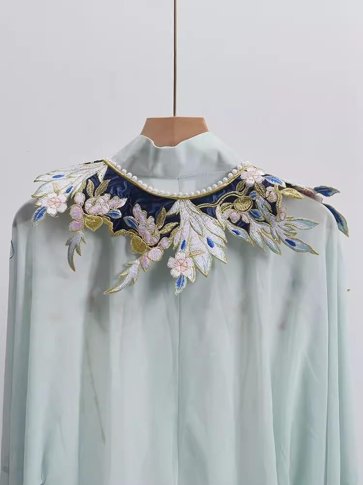 Women's Spring Summer Vintage Embroidery Pashmina Female  Shawl Cloak Pearl Collar R657