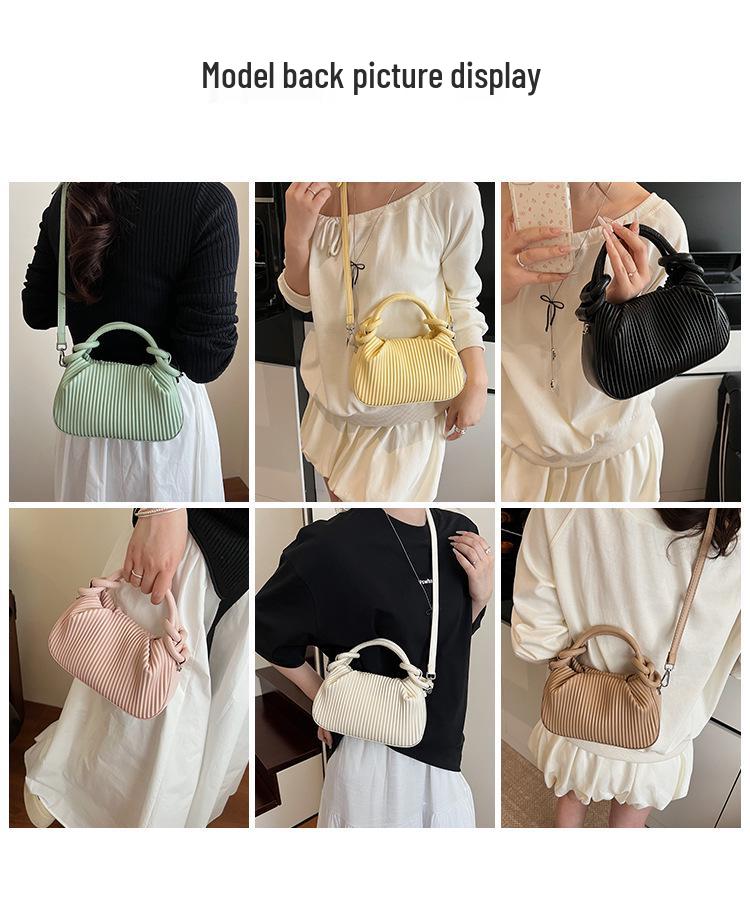Versatile Striped Pleated Handbag - Women's 2025 Fashion Small Square Shoulder Bag