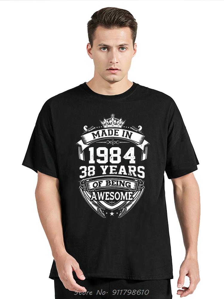 Vintage 1984 Birthday Cotton T Shirt for Oversized Short Sleeve Clothing Retro T-shirt Born In 1984 Clothes for Men Tops Tee