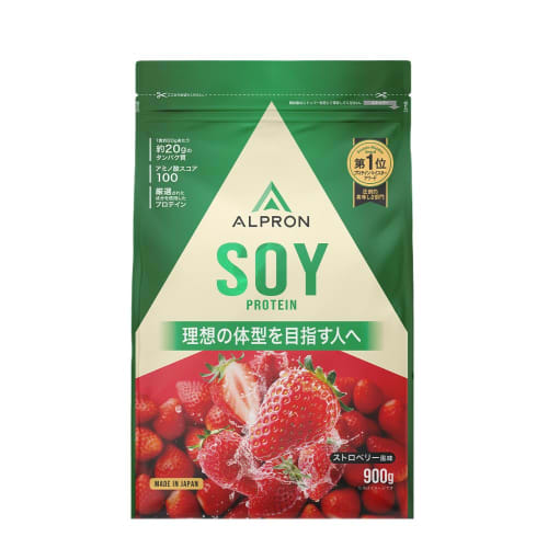 ALPRON Soy Protein, Strawberry Flavor, 900g, Aspartame-Free, Made in Japan