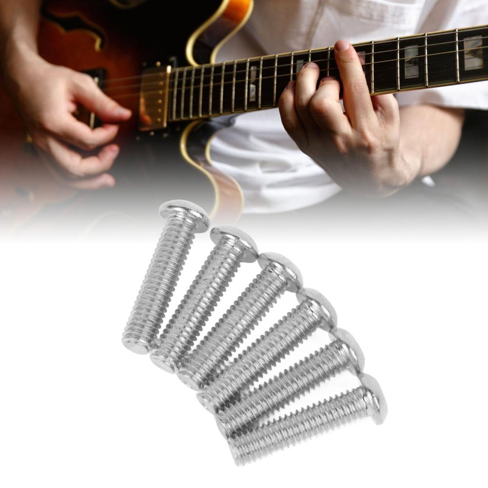 6PCS Metal Bridge Mounting Screws Silver Instrument Accessories For Electric Guitar