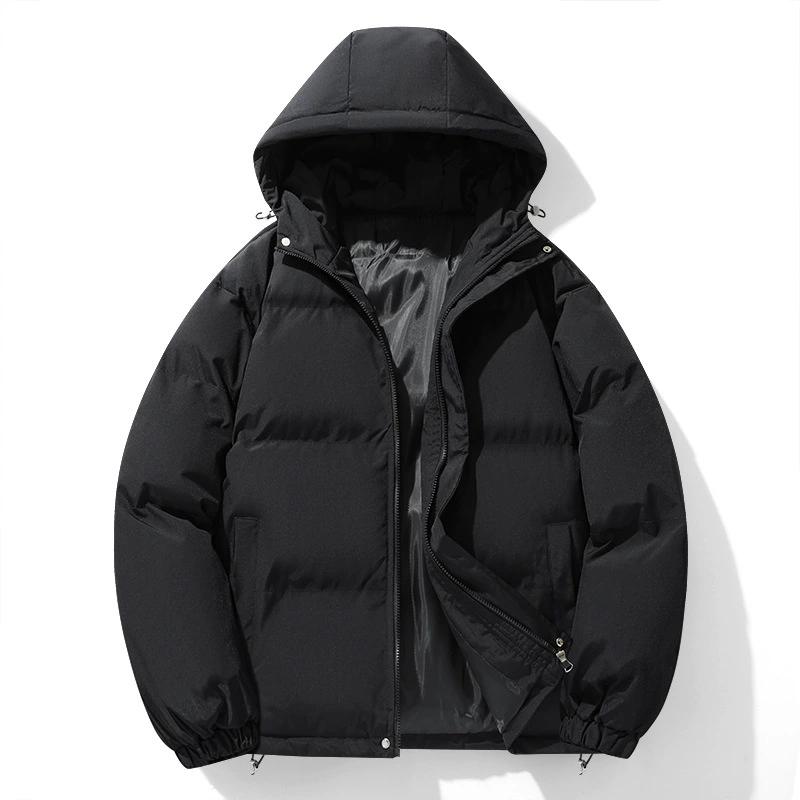 Autumn Winter Men's Parkas Windproof Cotton-Padded Thickened Hooded Puffer Jackets Casual Loose Fit Bread Cotton Outerwear