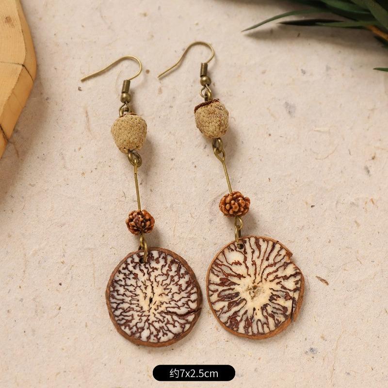 Original Design Traditional Chinese Medicine Plant Earrings Retro Literature Natural Fruit Handmade Long Earrings Women