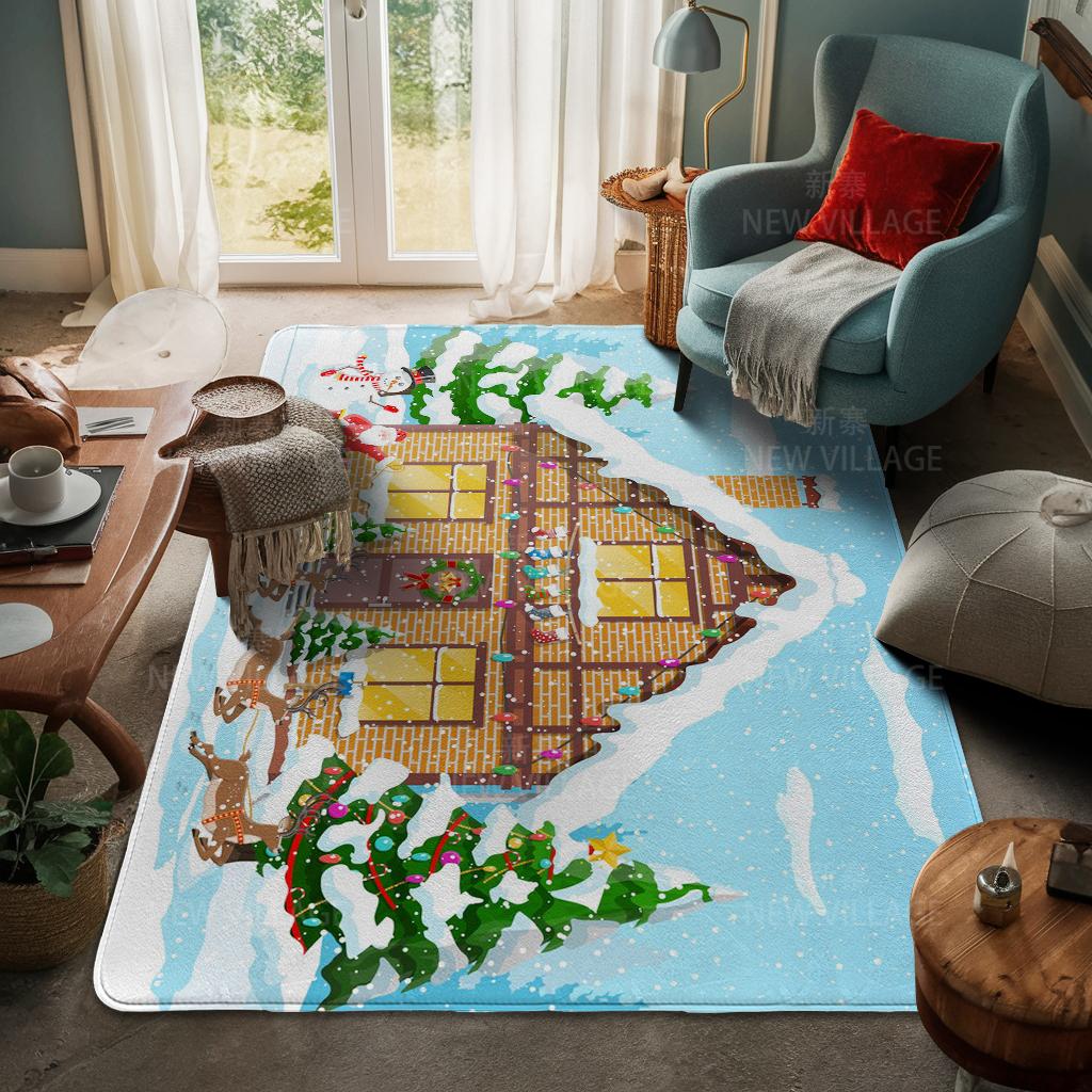 House Entrance Carpet Home Door Mat Living Room Bath Foot Bathroom Non-slip Water Absorption Rugs Bath Merry Christmas Winter