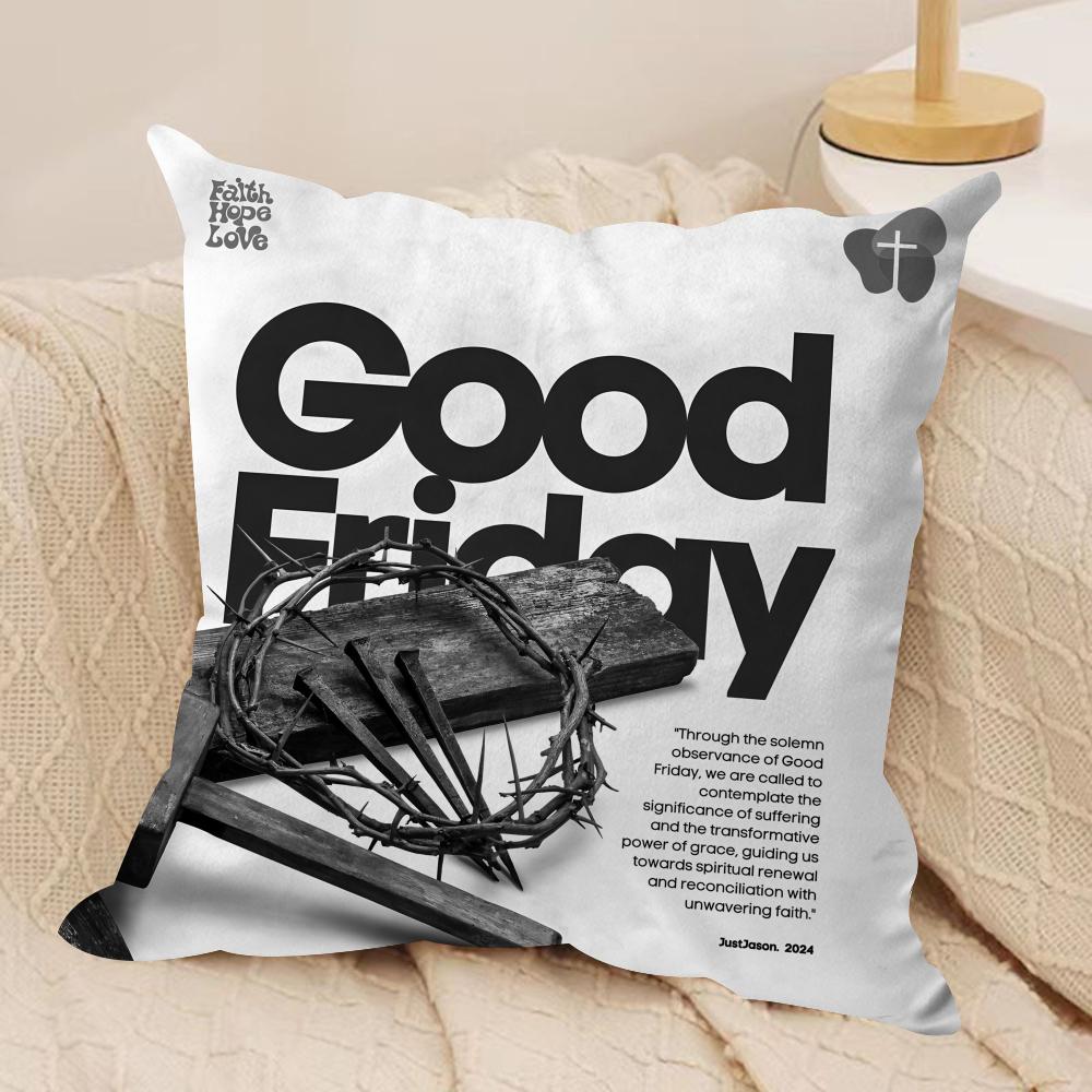 Good Friday Christ Cushion Cover Silky Short Plush Invisible Zipper Dustproof Sofa Pillow Case for Home Decor