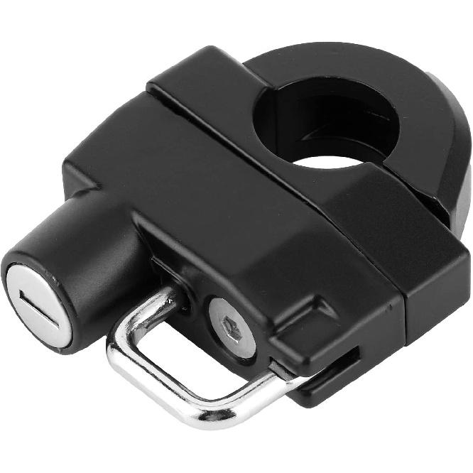 Universal Motorcycle Helmet Lock Anti-Theft Helmet Safety Lock Metal 22mm-26mm Black with 2 Keys