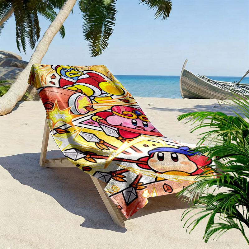Kirby Pink Spirit Print Beach Towel, Large Soft Quick Dry Towel for Beach Camping Swimming