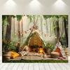 Forest Camping Scene Polyester Background Banner Multi-purpose - Spring and Summer-themed Party Decoration
