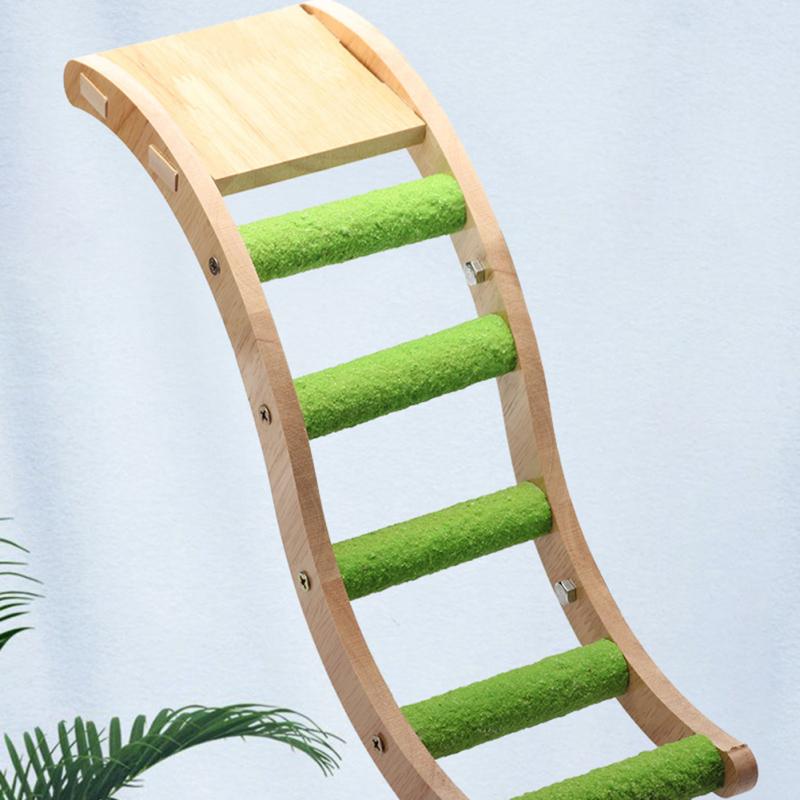 Pet Bird Wooden Ladder Play Platform Grinding Claws Interactive Toy Birds Cage Accessories Supplies