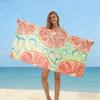 Tropical Lemon Graphic Beach Towel, Soft Microfiber Durable Sand Free, Home Decor Gift, Striped Lemon Print Oversized Bath Towel