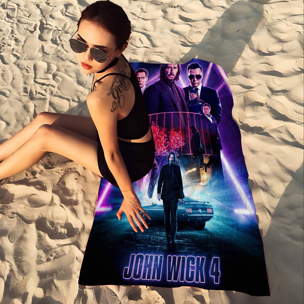 Action Movie J-John W-Wick Microfiber Beach Towel Absorbent Quick Dry Soft Yoga Swimming Resort Mountain Climbing Towel