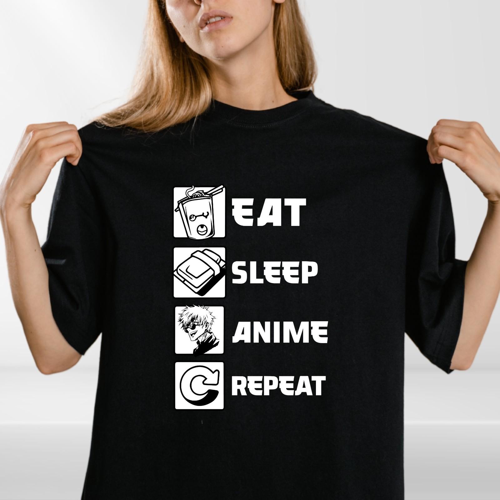 Eat Sleep Anime Repeat T-Shirt Mens Womens Tees Top | Funny Anime Shirt for Men Women | Anime Manga S