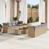 11-piece Garden Sofa Set with Beige Poly Rattan Acacia Cushions, Garden Dining Set 3 3361467