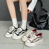 European 2025 New Leather Thick-soled Small Height-increasing Canvas Shoes Casual Fashion Single Shoes Comfortable Foreign Style Trendy Shoes