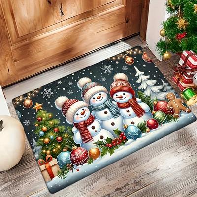 Winter Weihnachten Schneemann Muster Teppich Schlafzimmer Flur Eingangstürmatte Rutschfest Schmutzabweisend Teppich Heimdekor