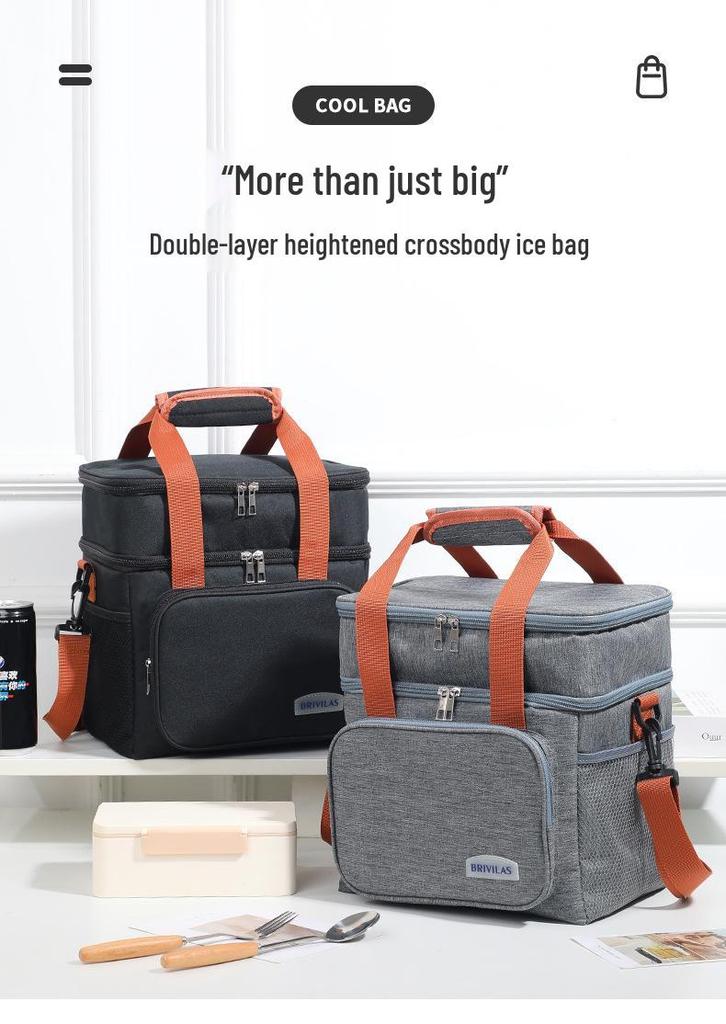 Crossbody Double-layer Insulated Picnic Lunch Bag