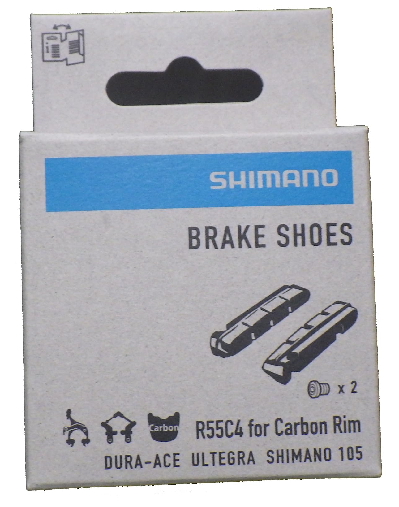 Shimano R55C4 Cartridge Type Brake Shoes for Carbon Rim Width Y8L298070 BR-9000 Rims, 21mm-24mm, чёрный