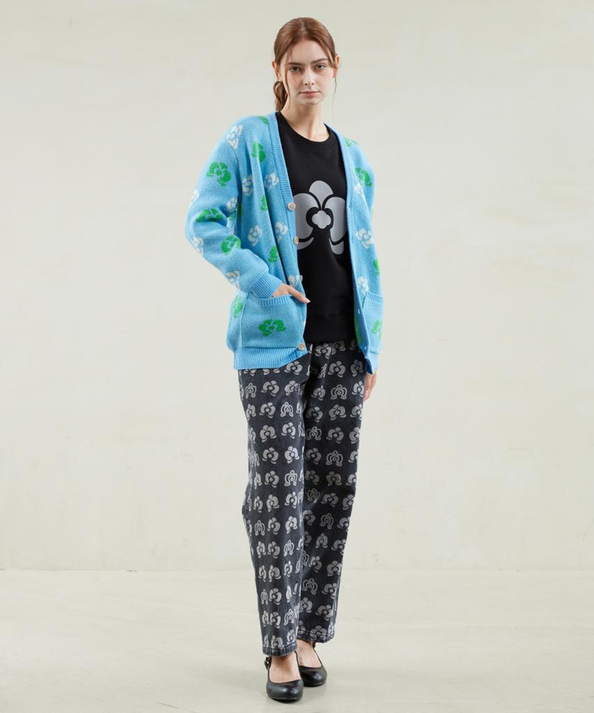 YUJEEOT Phalaenopsis Logo Cardigan - Sky Blue, Pink