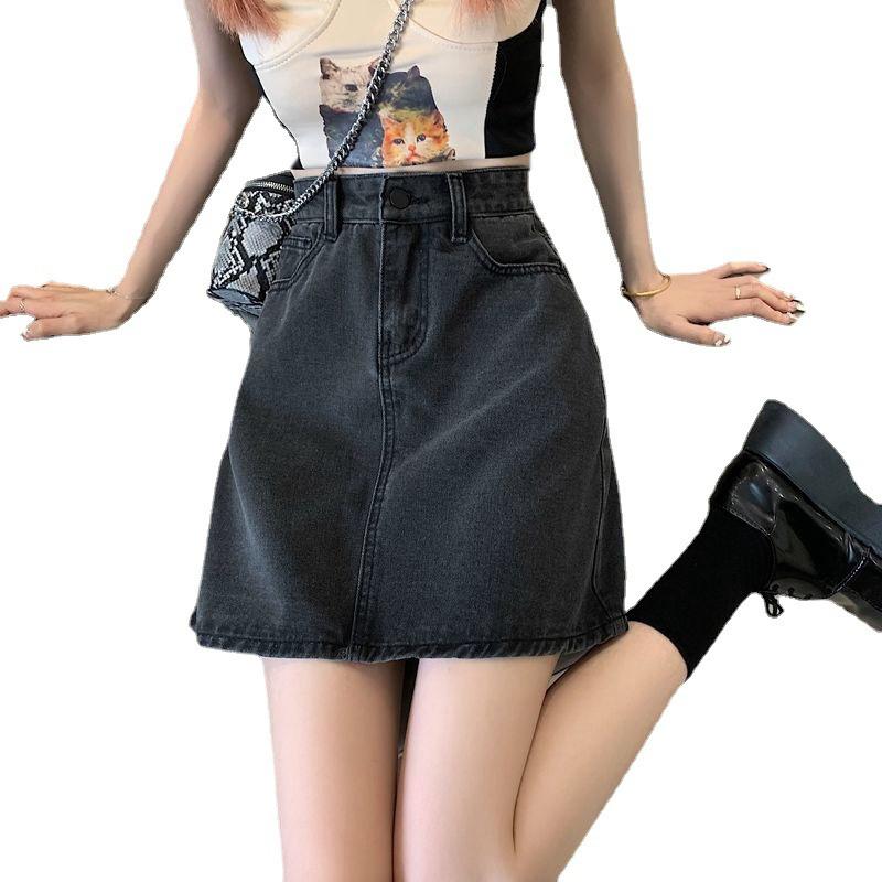 Sommer High-Waist Denim Half-Body Rock Tide Damen dünnes Paket Hip A Wort kurzen Rock